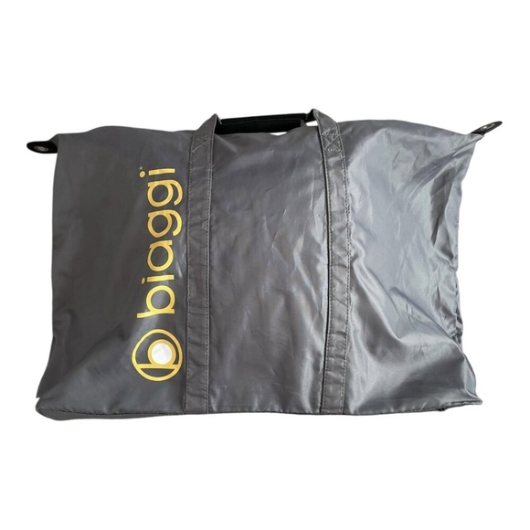 Grey Biaggi Leggero Logo Foldable Spinner Nylon Carry-On Bag Weekender Shopper - Picture 2 of 4